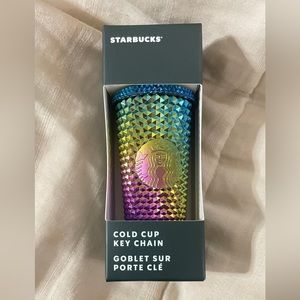 NWT STARBUCKS “Oil Slick” Irridescent Cold Cup Keychain Brand New Septem…